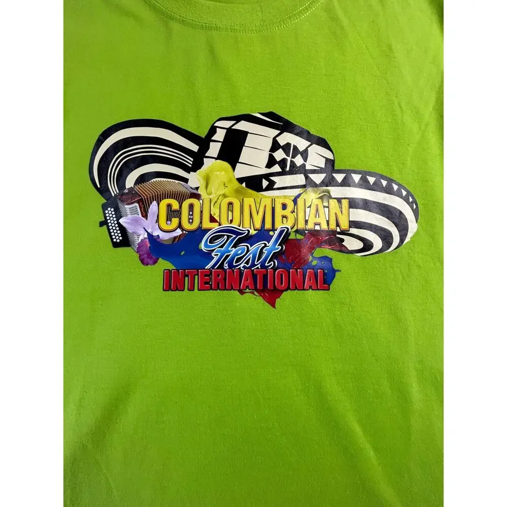 Colombian Fest Int. Cargo Event T Shirt Mens 3XL Green Festival Graphic Tee - Picture 2 of 7